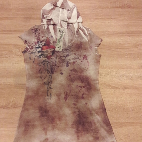 Tops Edgy Tunic With Hoodie Poshmark